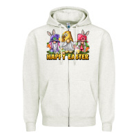 Oatmeal Heather happy easter gnomies Zipper Hoodie - chombo