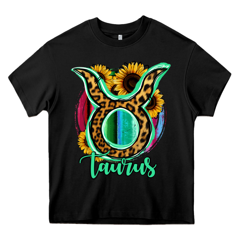 Taurus Zodiac Sign Sunflower Leopard Serape Heavy Core Tee by RanaPortraitStore | Teevron