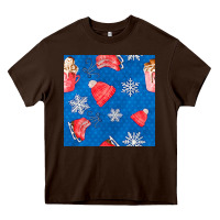 Chocolate Brown winter  snowflakes hot cocoa ice skating shoes Heavy Core Tee - FaDigitalArtStudio