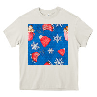 Cream winter  snowflakes hot cocoa ice skating shoes Heavy Core Tee - FaDigitalArtStudio
