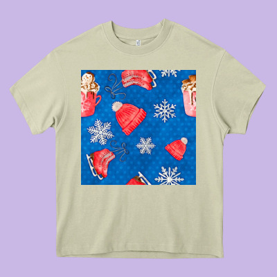 Winter  Snowflakes Hot Cocoa Ice Skating Shoes Heavy Core Tee Designed By Fadigitalartstudio