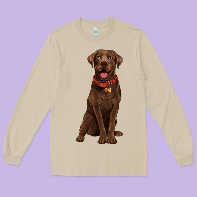 Chocolate Lab Labrador Retriever Long Sleeve Tee Designed By Artiststas