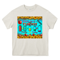 Cream Battery Life Of A Teacher Tumbler Heavy Core Tee - BundleAndBundleShop