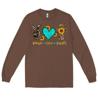 Chestnut peace love faith with cros and sunflower Long Sleeve Tee - Artiststas