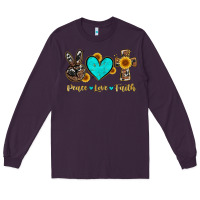 Plum peace love faith with cros and sunflower Long Sleeve Tee - Artiststas