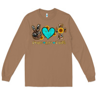 Toasted Coconut peace love faith with cros and sunflower Long Sleeve Tee - Artiststas