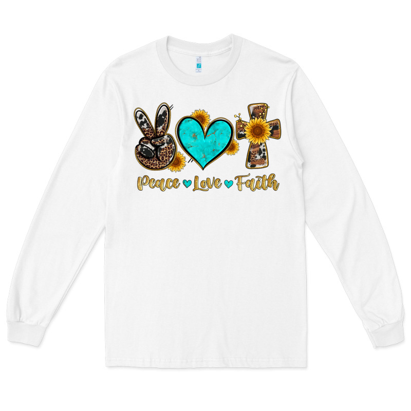 Peace Love Faith With Cros And Sunflower Long Sleeve Tee by Artiststas | Teevron