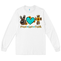 White peace love faith with cros and sunflower Long Sleeve Tee - Artiststas