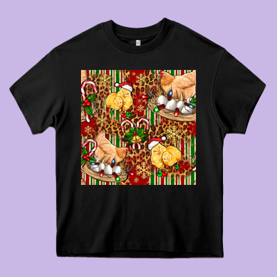 Christmas Chicken Heavy Core Tee Designed By Fadigitalartstudio