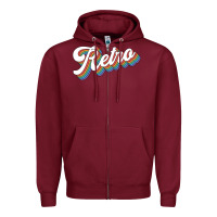Burgundy retro colorful Zipper Hoodie - chombo