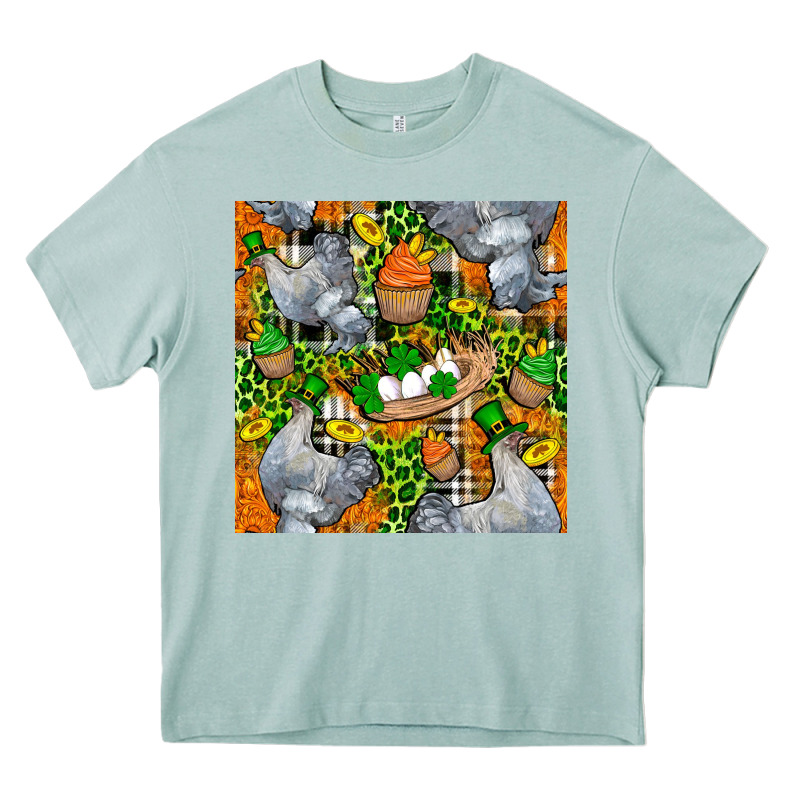 St. Patricks Chicken With Cupcake Leopard Heavy Core Tee by FaDigitalArtStudio | Teevron