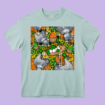St. Patricks Chicken With Cupcake Leopard Heavy Core Tee Designed By Fadigitalartstudio