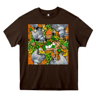 Chocolate Brown St. Patricks Chicken With Cupcake Leopard Heavy Core Tee - FaDigitalArtStudio