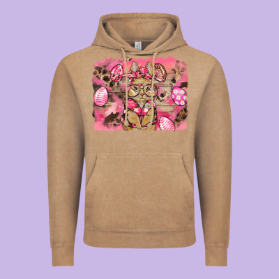 Pink Camouflage Bunny Background Vintage Hoodie Designed By Barkaloodesign