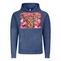 Vintage Denim pink camouflage bunny background Vintage Hoodie - BarkalooDesign