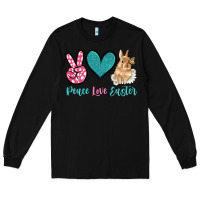 Black peace love easter with bunny and butterfly Long Sleeve Tee - Artiststas