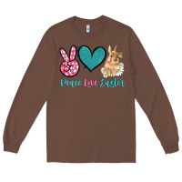 Chestnut peace love easter with bunny and butterfly Long Sleeve Tee - Artiststas