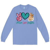 Colony Blue peace love easter with bunny and butterfly Long Sleeve Tee - Artiststas
