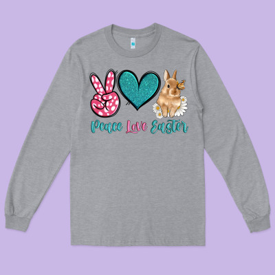 Peace Love Easter With Bunny And Butterfly Long Sleeve Tee Designed By Artiststas