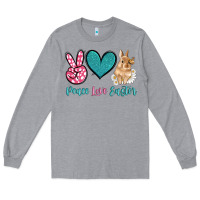 Heather Grey peace love easter with bunny and butterfly Long Sleeve Tee - Artiststas