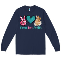 Navy peace love easter with bunny and butterfly Long Sleeve Tee - Artiststas