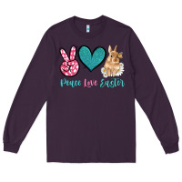 Plum peace love easter with bunny and butterfly Long Sleeve Tee - Artiststas