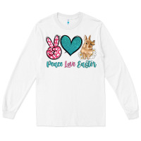 White peace love easter with bunny and butterfly Long Sleeve Tee - Artiststas