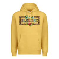 Antique Gold she is blesssed floral Premium Hoodie - BarkalooDesign