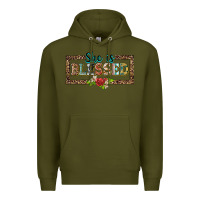 Army Green she is blesssed floral Premium Hoodie - BarkalooDesign