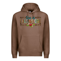 Chestnut she is blesssed floral Premium Hoodie - BarkalooDesign
