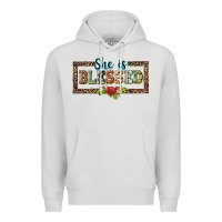 Dove Grey she is blesssed floral Premium Hoodie - BarkalooDesign
