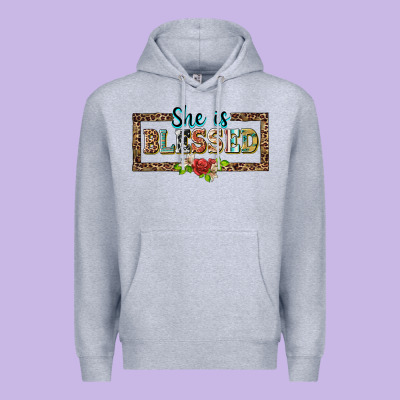 She Is Blesssed Floral Premium Hoodie Designed By Barkaloodesign
