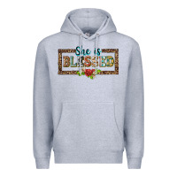 Heather Grey she is blesssed floral Premium Hoodie - BarkalooDesign