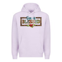 Lilac she is blesssed floral Premium Hoodie - BarkalooDesign