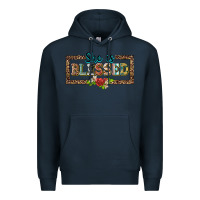 Navy she is blesssed floral Premium Hoodie - BarkalooDesign