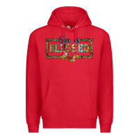 Red she is blesssed floral Premium Hoodie - BarkalooDesign