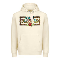 Sandshell she is blesssed floral Premium Hoodie - BarkalooDesign