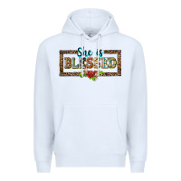 White she is blesssed floral Premium Hoodie - BarkalooDesign