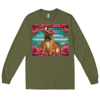 Army Green french bulldog floral Long Sleeve Tee - Artiststas
