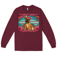 Burgundy french bulldog floral Long Sleeve Tee - Artiststas