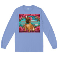 Colony Blue french bulldog floral Long Sleeve Tee - Artiststas