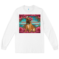 White french bulldog floral Long Sleeve Tee - Artiststas