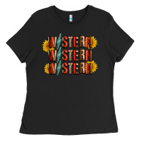 Black western sunflower Ladies Tee - RacoonDesign
