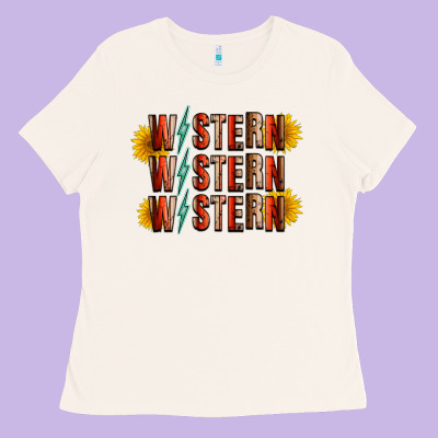Western Sunflower Ladies Tee Designed By Racoondesign