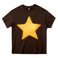 Chocolate Brown yellow star Heavy Core Tee - FaDigitalArtStudio