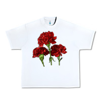 White Scarlet Red Carnation Illustrations Urban Heavy Tee - LillyAllenDesigns
