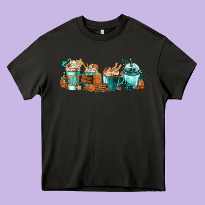 Winter Coffee Cups Heavy Core Tee Designed By Fadigitalartstudio