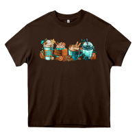 Chocolate Brown Winter Coffee Cups Heavy Core Tee - FaDigitalArtStudio