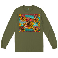 Army Green german shepherd with sunflowers Long Sleeve Tee - Artiststas