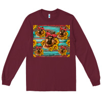 Burgundy german shepherd with sunflowers Long Sleeve Tee - Artiststas